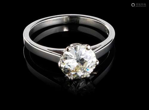 Bague solitaire sertie d’un diamant taille ancienne (1,48 ct...