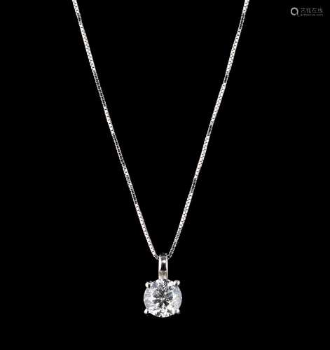 Pendentif serti d'un diamant solitaire (env. 0,7 ct) re...