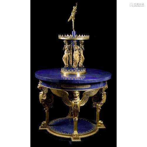 Extravaganter Lapislazuli-Tisch im Empire-Stil