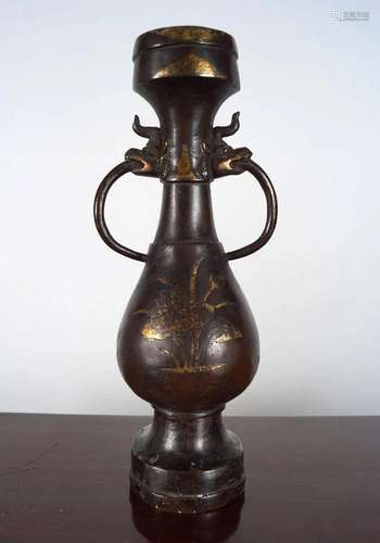 CHINESE DRAGON HANDLED BRONZE VASE