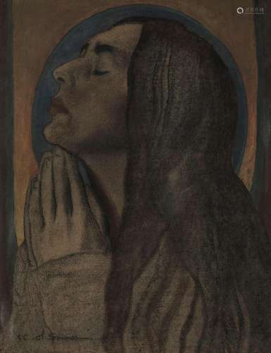Charles Clos Olsommer (1883-1966) - Adoration, fusain, paste...