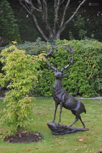 LIFESIZE CAST IRON GARDEN SCULPTURE OF STAG