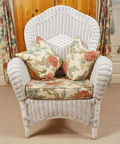 PAIR OF CONSERVATORY BASKET WEAVE ARMCHAIRS