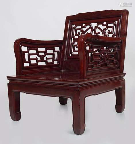 PAIR OF CHINESE HARDWOOD ARMCHAIRS