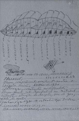 Paul Neagu (1938-2004) - The mouth with 24 cells, encre sur ...