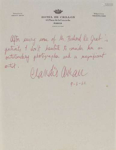 Claudio ARRAU - Dédicace "After seeing some Mr Richard ...