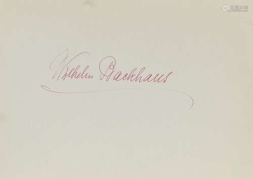 Wilhelm BACKHAUS, signature sur papier libre du pianiste all...