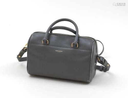 YVES-ST-LAURENT - Mini sac polochon en box gris - Fermeture ...