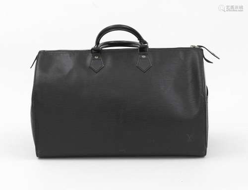 LOUIS VUITTON - Sac Keepall 40 en cuir épi noir - Intérieur ...