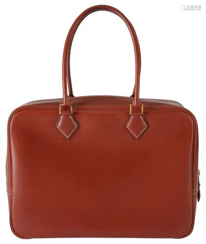Hermès, sac Plume 32 en cuir de Box rouge Brique,