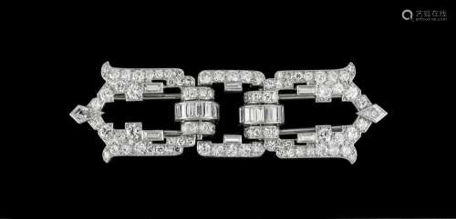 Cartier, broche double-clips détachables Art Déco platine à ...