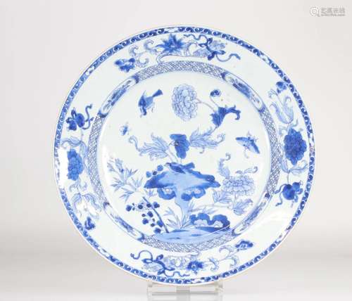 China large white blue porcelain dish rich floral