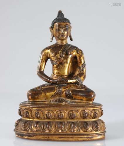 China Buddha Shakyamuni gilded bronze with 17th century