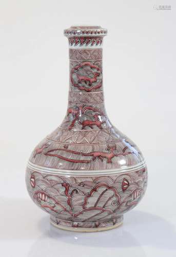 China iron red porcelain vase Kangxi mark and period