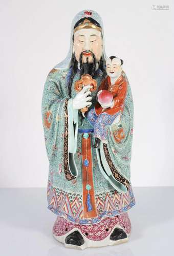 China Large Porcelain Shoulao from Famille Rose