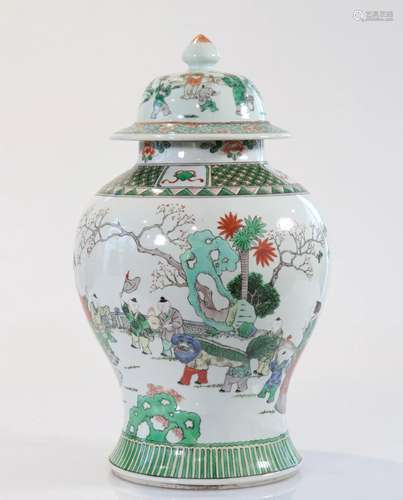 China vase covered with famille verte decor of