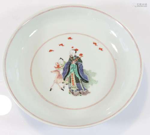 China rare plate decorated with characters and deer and