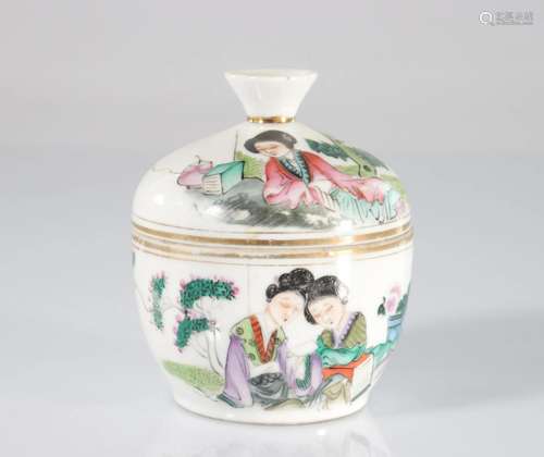 China artist's covered bowl decorated with young women