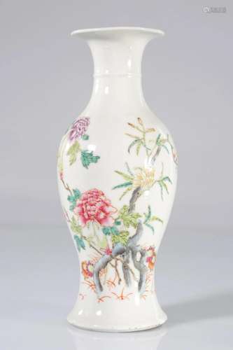 China famille rose porcelain vase with plant decoration