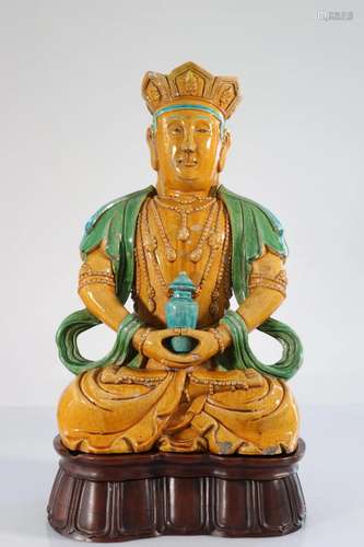 China Buddha in glazed sandstone Qing period