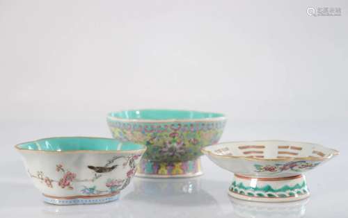 China family rose porcelain bowls (3)