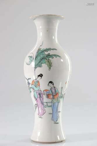 China porcelain vase decorated with women circa 1900