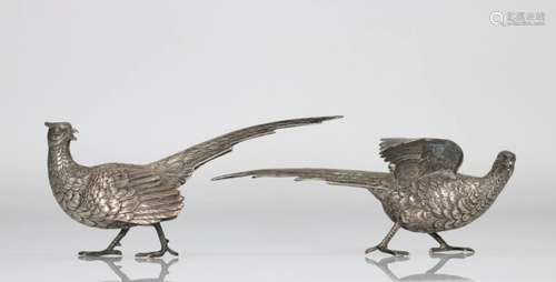 Couple of birds in sterling silver, goldsmith's