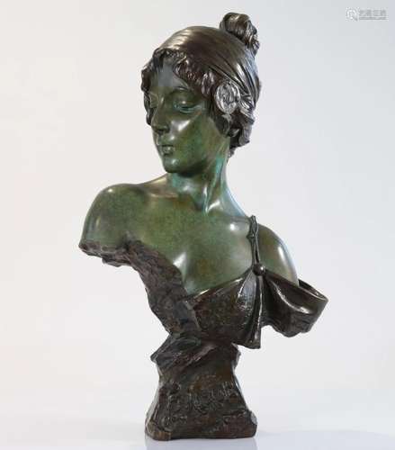 Emmanuel VILLANIS (1858-1914) Large bronze bust with 2