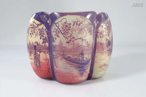 Vase DEVEZ engraved decoration of Venice in 4 reserves