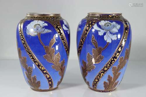 Large pair of Keller and Guerin Vases in Luneville,