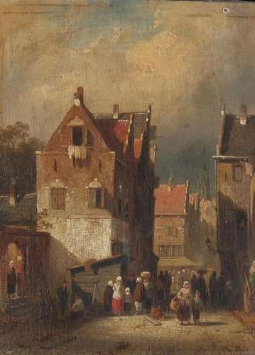 Charles LEICKERT (1816-1907) oil on panel "Dutch street