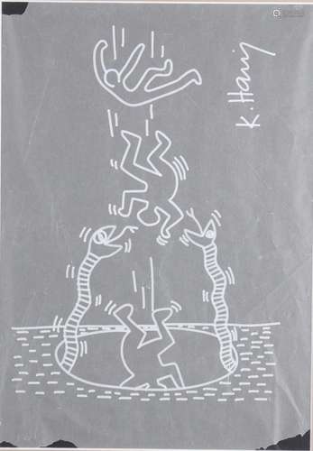 Keith Haring. Circa 86 â€œThe snake pitâ€. Signed