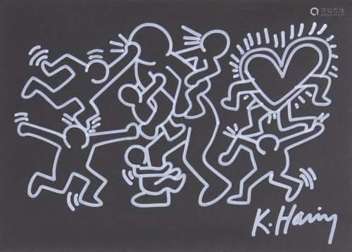 Keith Haring. Circa 86 "The family" Signed "K...