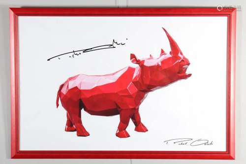 Richard Orlinski. "Red rhinoceros". Poster produce...