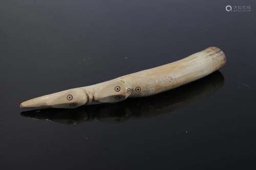 Africa - Carved horn of two Lega heads DRC early 20th