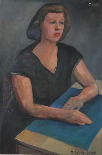 Marie Therese Kolbach-1918-2009 Luxembourg oil on