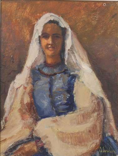 Oil on orientalist panel "young woman" signed