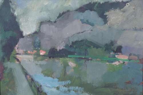 Albert RATY (1889-1970) oil on panel "river view