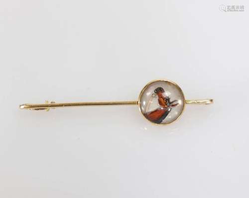 Old tie pin, 18 K gold, with a horse decorated cabochon