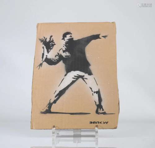 Banksy "Dismaland" Spray paint stencil on cardboar...