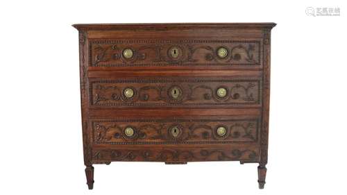 18th century chest of drawers carved with plant motifs