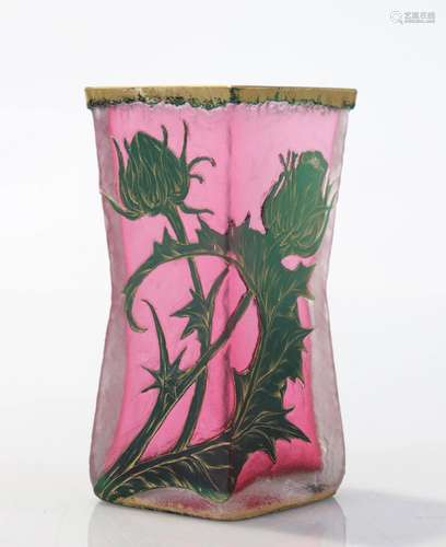 Daum Nancy vase decor with thistles