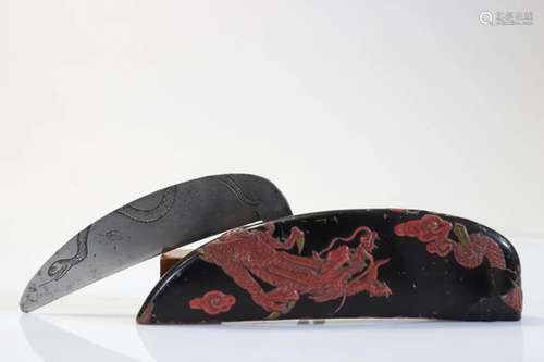 Japan weapon in its wooden scabbard decorated with