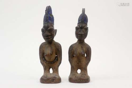 AFRIKA - NIGERIA - ca 1900 (?) paar sculpturen in zeer mooi ...