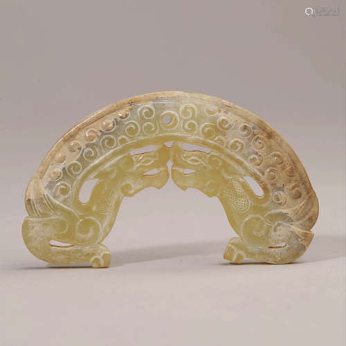 A Carved Jade Twin-Dragon Pendant