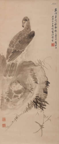 A Chinese Animals Painting Paper Scroll, Sun Qifeng Mark