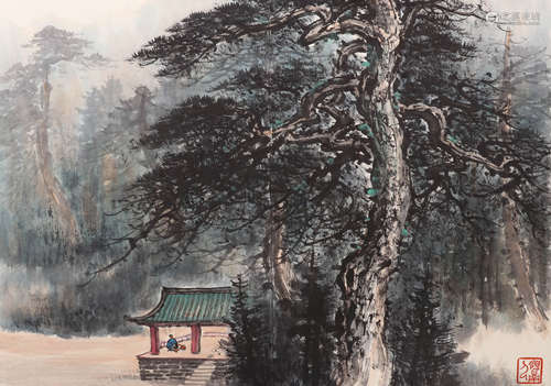 A Chinese Landscape Painting Paper Album, Li Xiongcai Mark