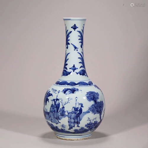 A Blue and White Figure Bottle Vase