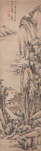 A Chinese Landscape Painting Paper Scroll, Huang Daozhou Mar...