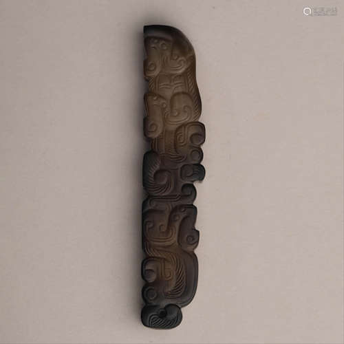 A Carved Brownish Jade Twin-Tiger Pendant